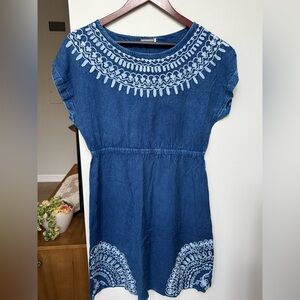 EARTHBOUND Denim Blue Top / Dress with White Embroidery